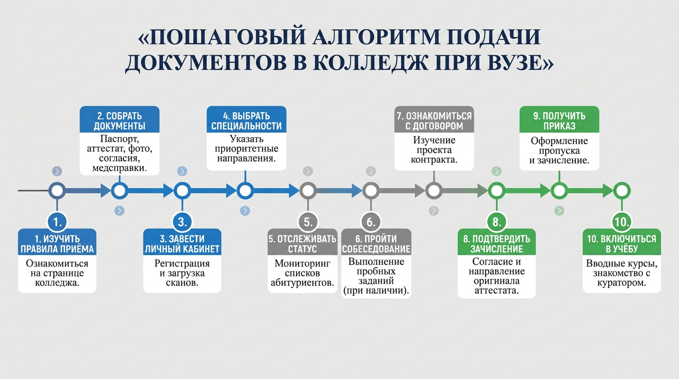 Алгоритм подачи документов в колледж